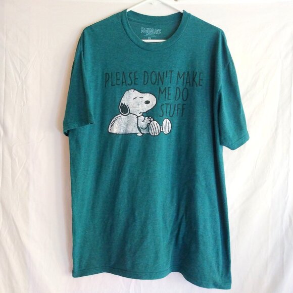 Peanuts Tops - Peanuts Teal Snoopy Graphic Tee T-Shirt XL Retro Pop Culture Casual Streetwear